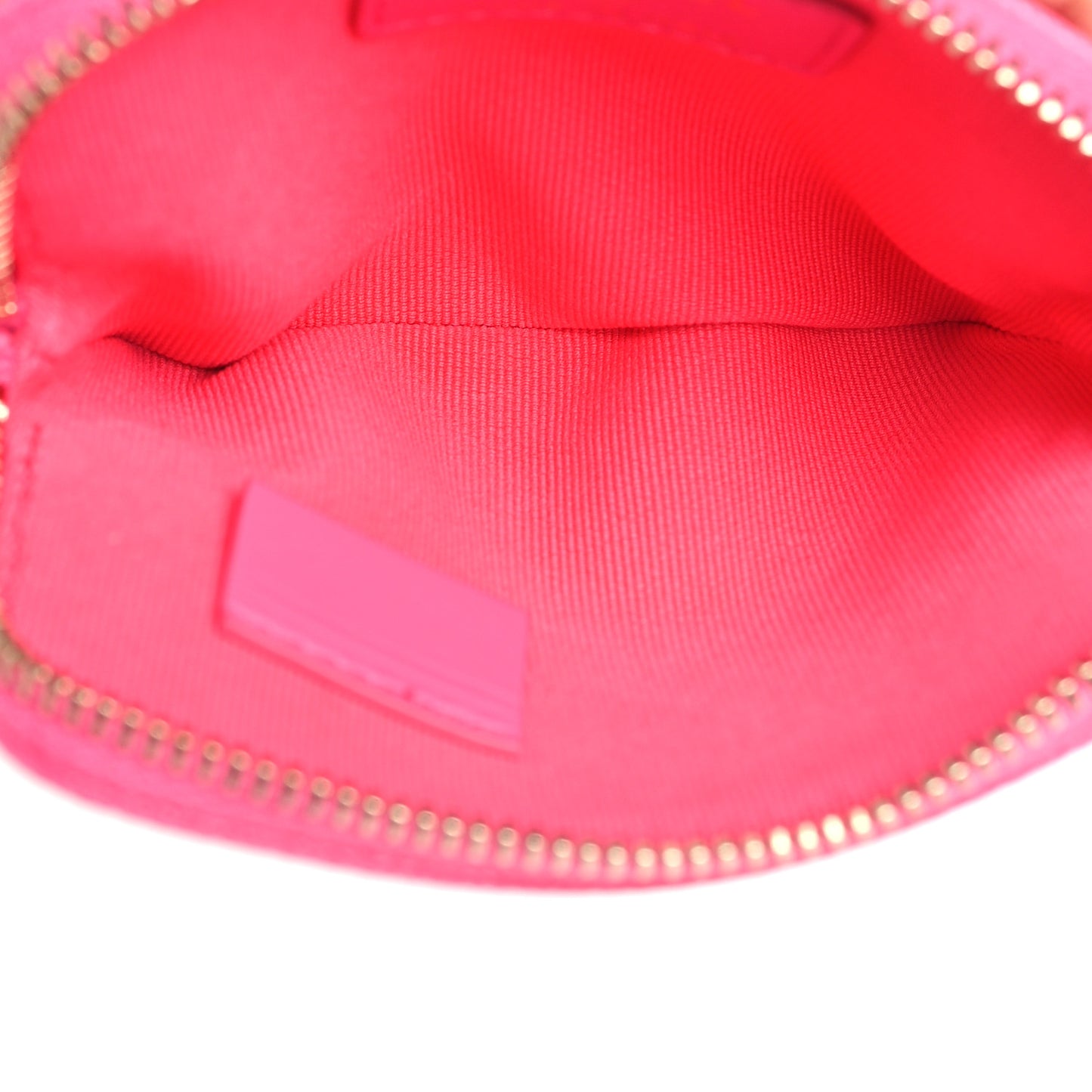Caviar Quilted Zip Card Holder Wallet Pink