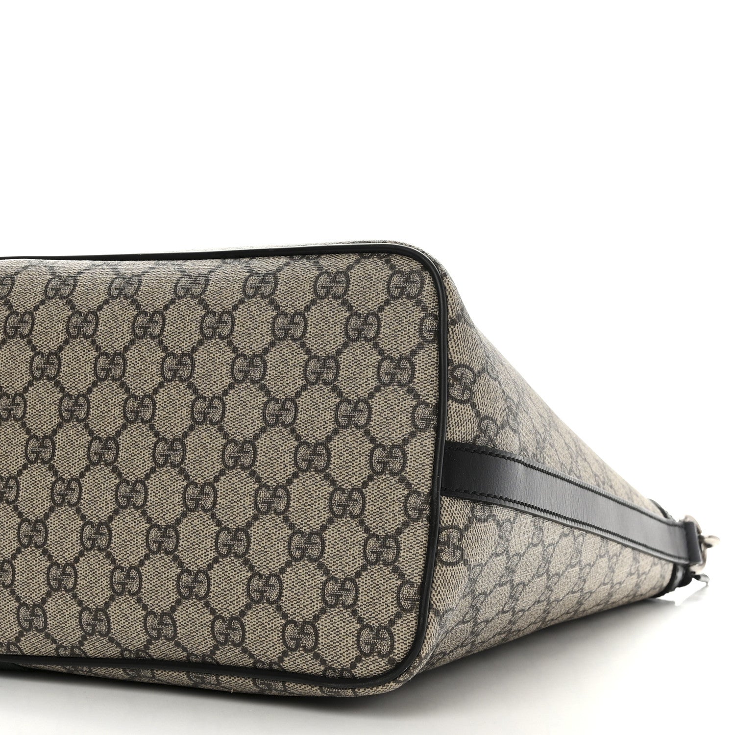 Gucci GG Supreme Monogram Web Medium Zippered Tote Beige Black 10 of 11