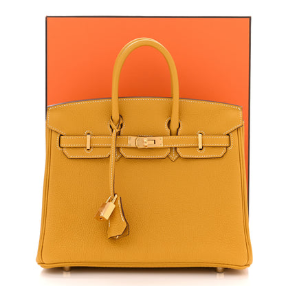 Hermes Togo Horseshoe Birkin 25 Jaune Ambre 11 of 11