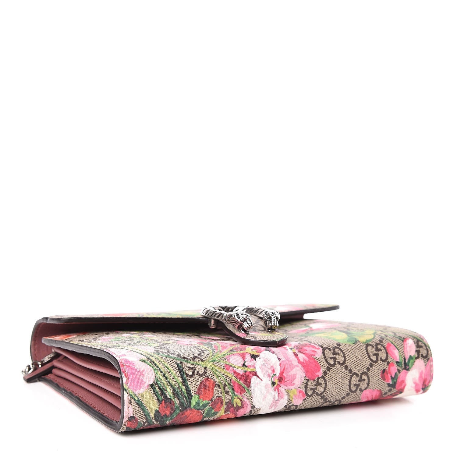 Gucci GG Supreme Monogram Blooms Mini Dionysus Chain Wallet Beige Multicolor Dry Rose 4 of 10