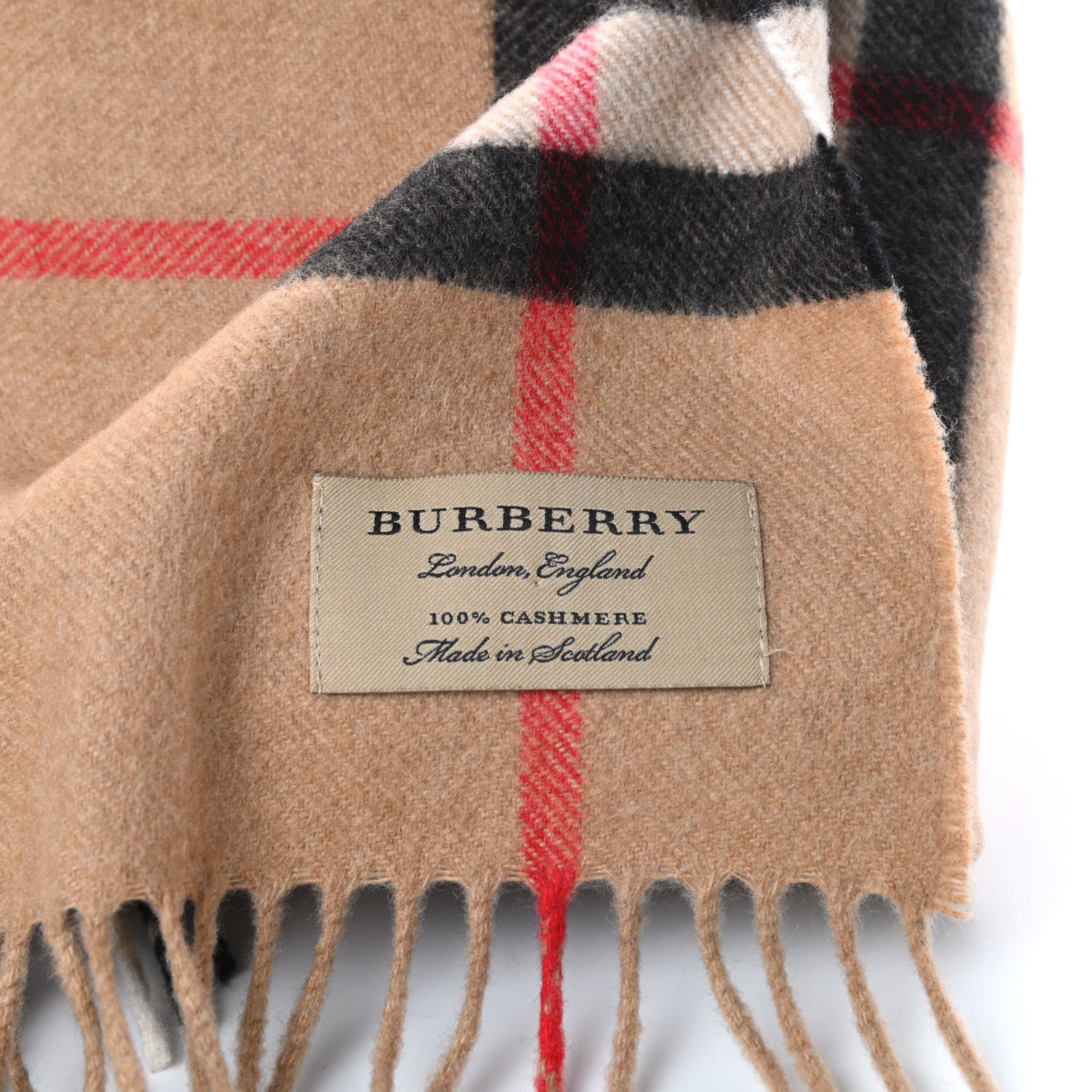Burberry Cashmere Giant Heritage Check Fringe Scarf Camel 3 of 3