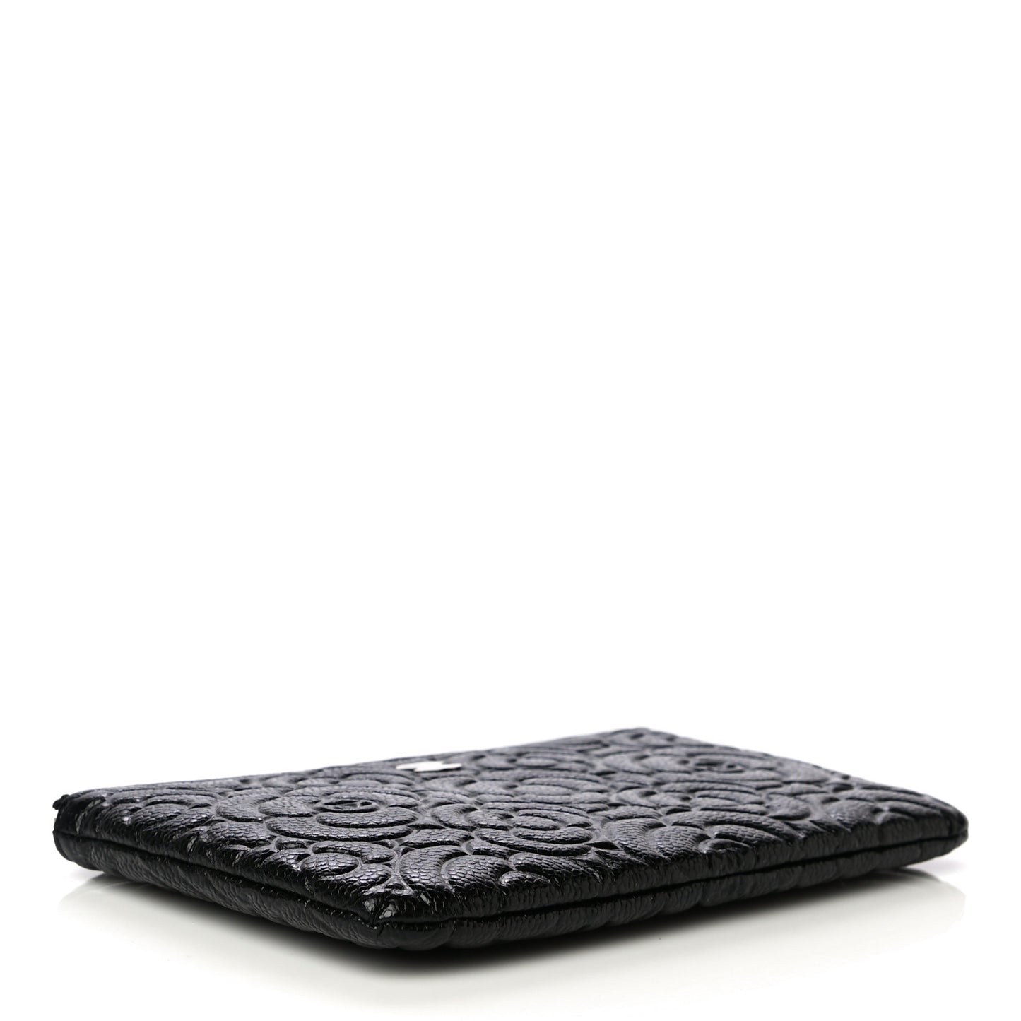 Caviar Camellia Embossed Cosmetic Pouch Black