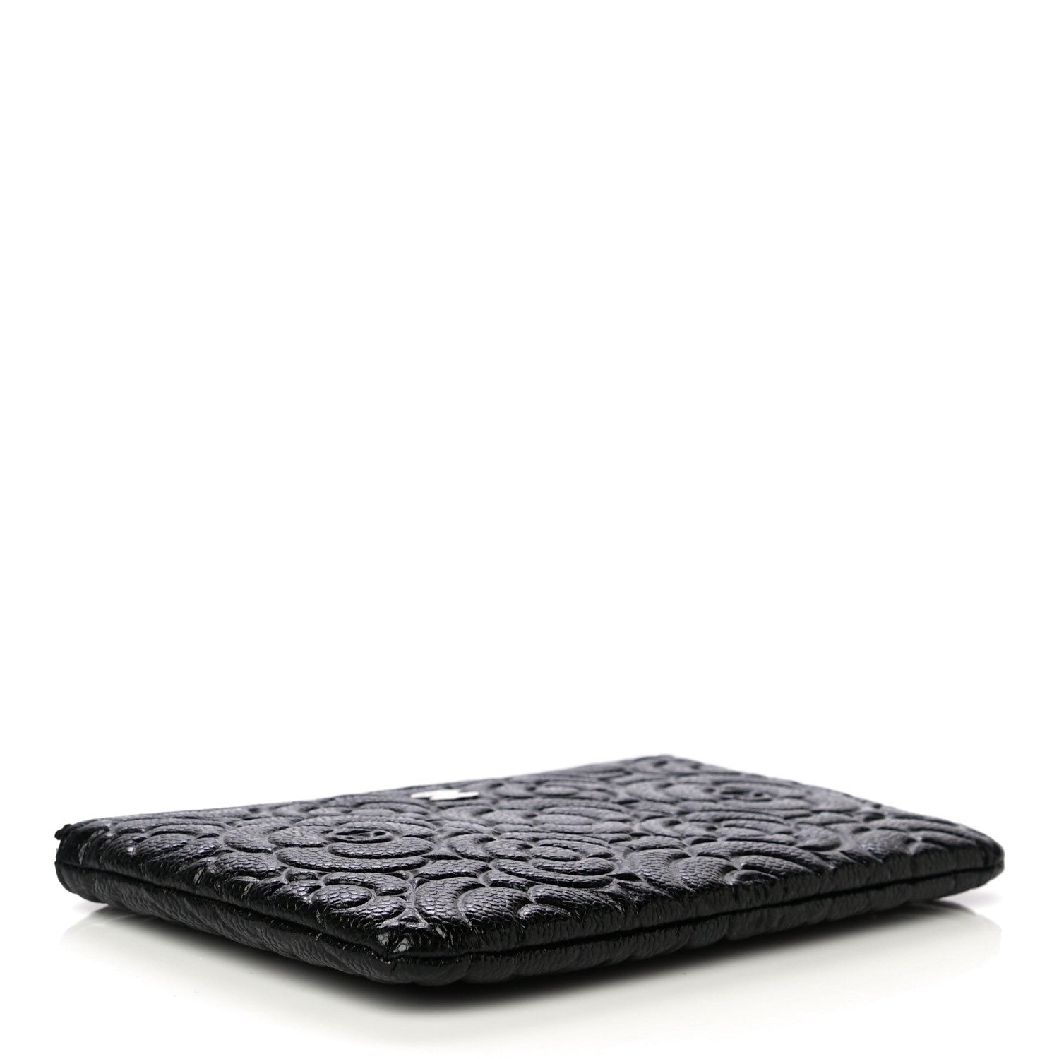 Chanel Caviar Camellia Embossed Cosmetic Pouch Black 4 of 8