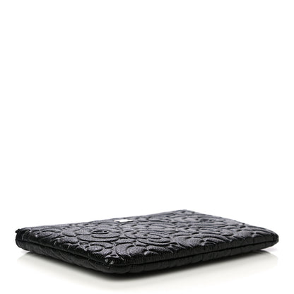 Chanel Caviar Camellia Embossed Cosmetic Pouch Black 4 of 8