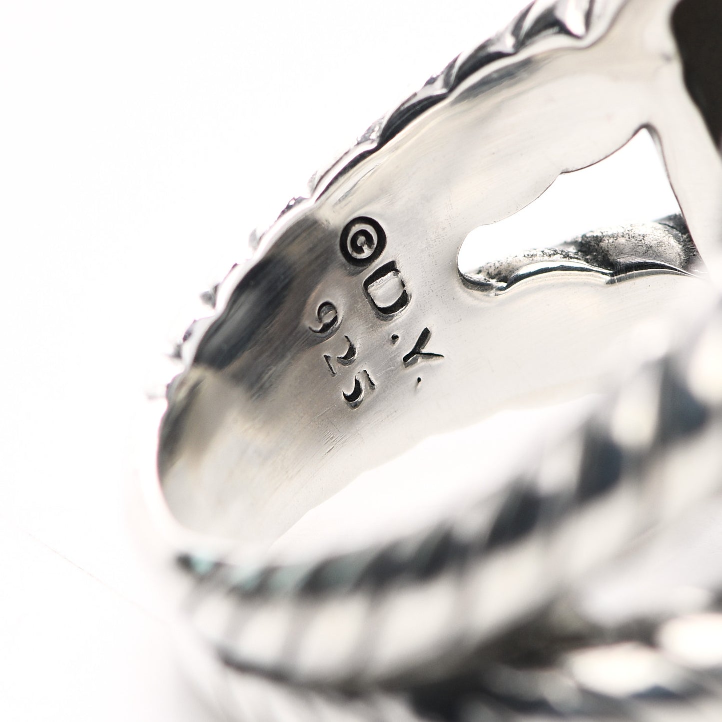 Sterling Silver Diamond Hematine 17mm Albion Ring 54 7