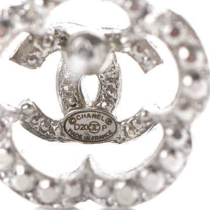 Chanel Crystal Coco Flapper Camellia CC Stud Earrings Silver 6 of 7