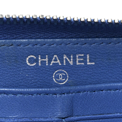 Chanel Lambskin Quilted Large Gusset Zip Around Wallet Dark Blue 10 of 22