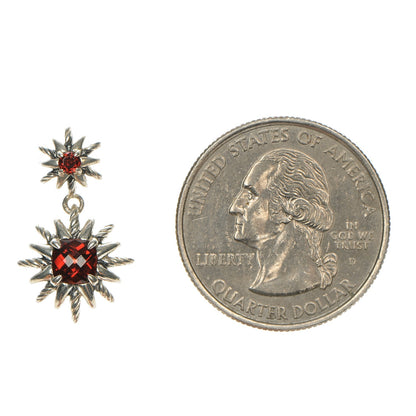 David Yurman Sterling Silver Garnet 22mm Starburst Double Drop Earrings 2 of 3