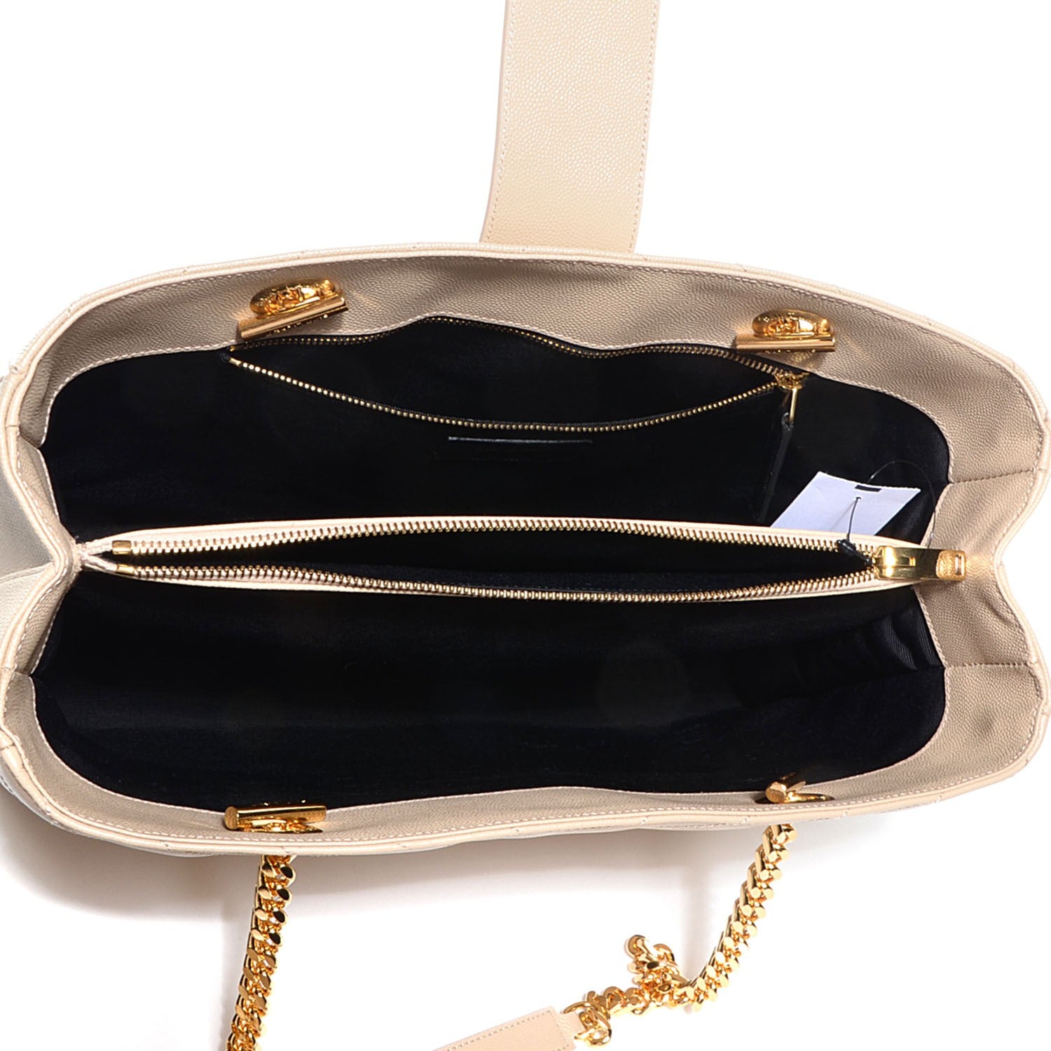 Saint Laurent Grain De Poudre Matelasse Chevron Monogram Shopping Bag Nude 5 of 9