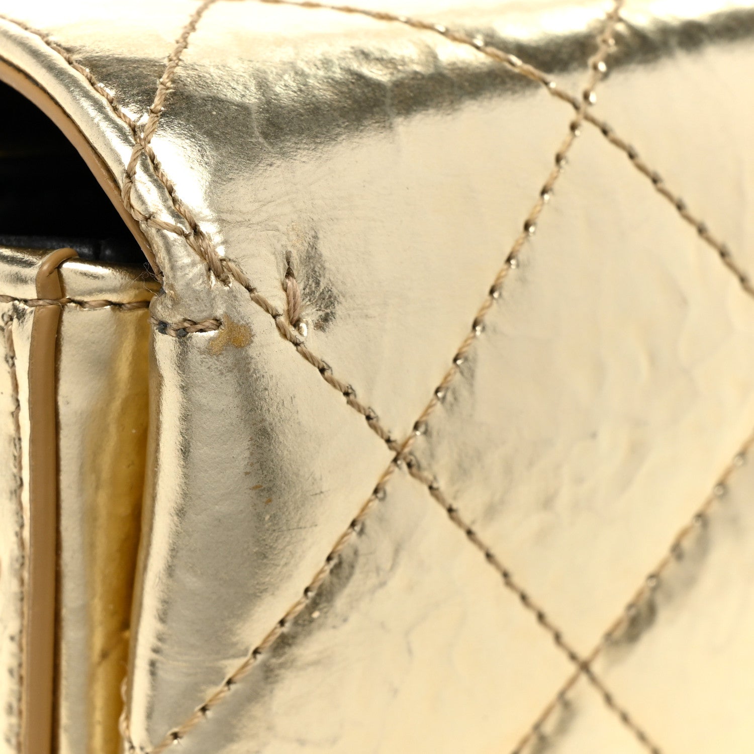 Chanel Hammered Metallic Calfskin Quilted Flap Gold 23 of 25