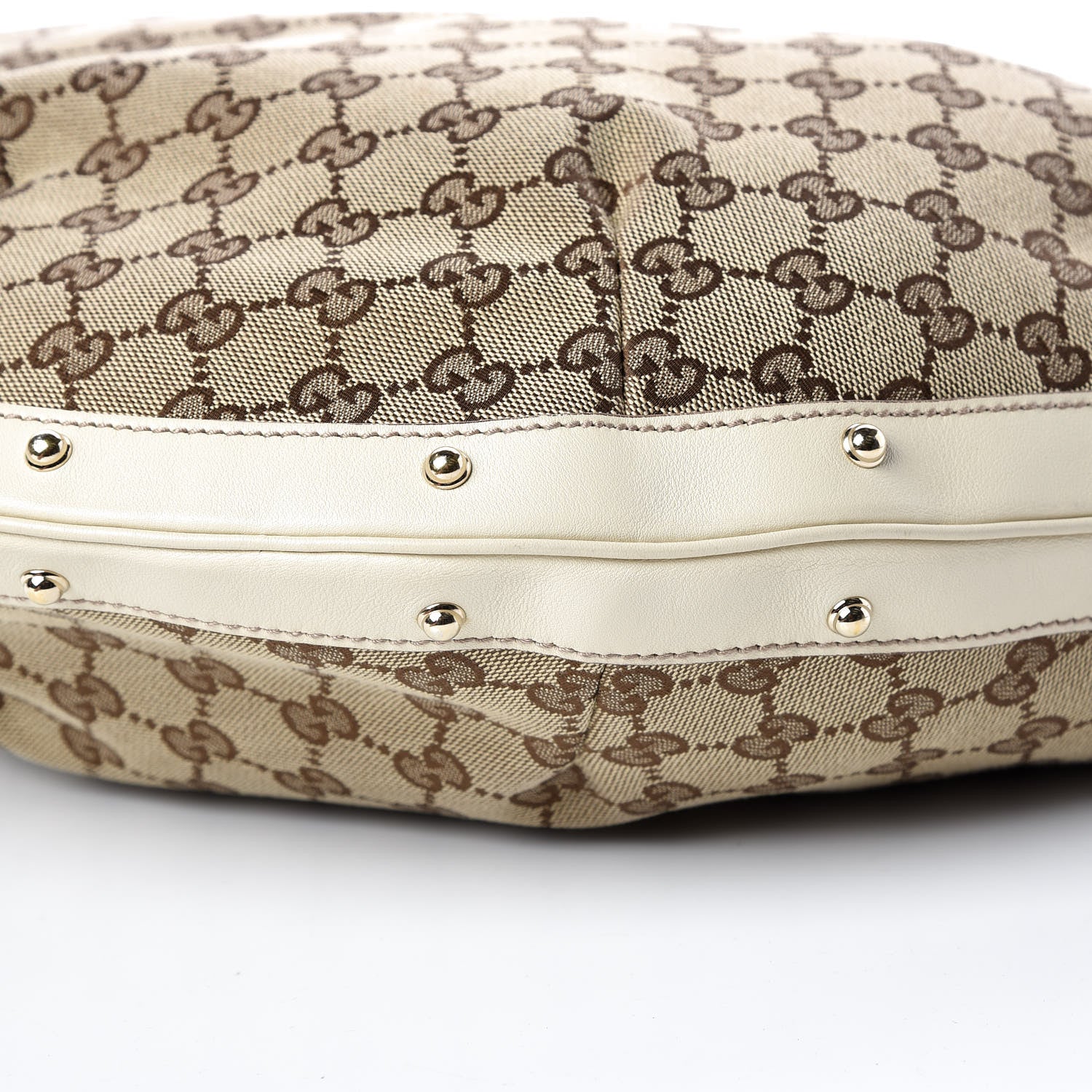 Gucci Monogram Large Biba Studded Hobo Off White 6 of 9
