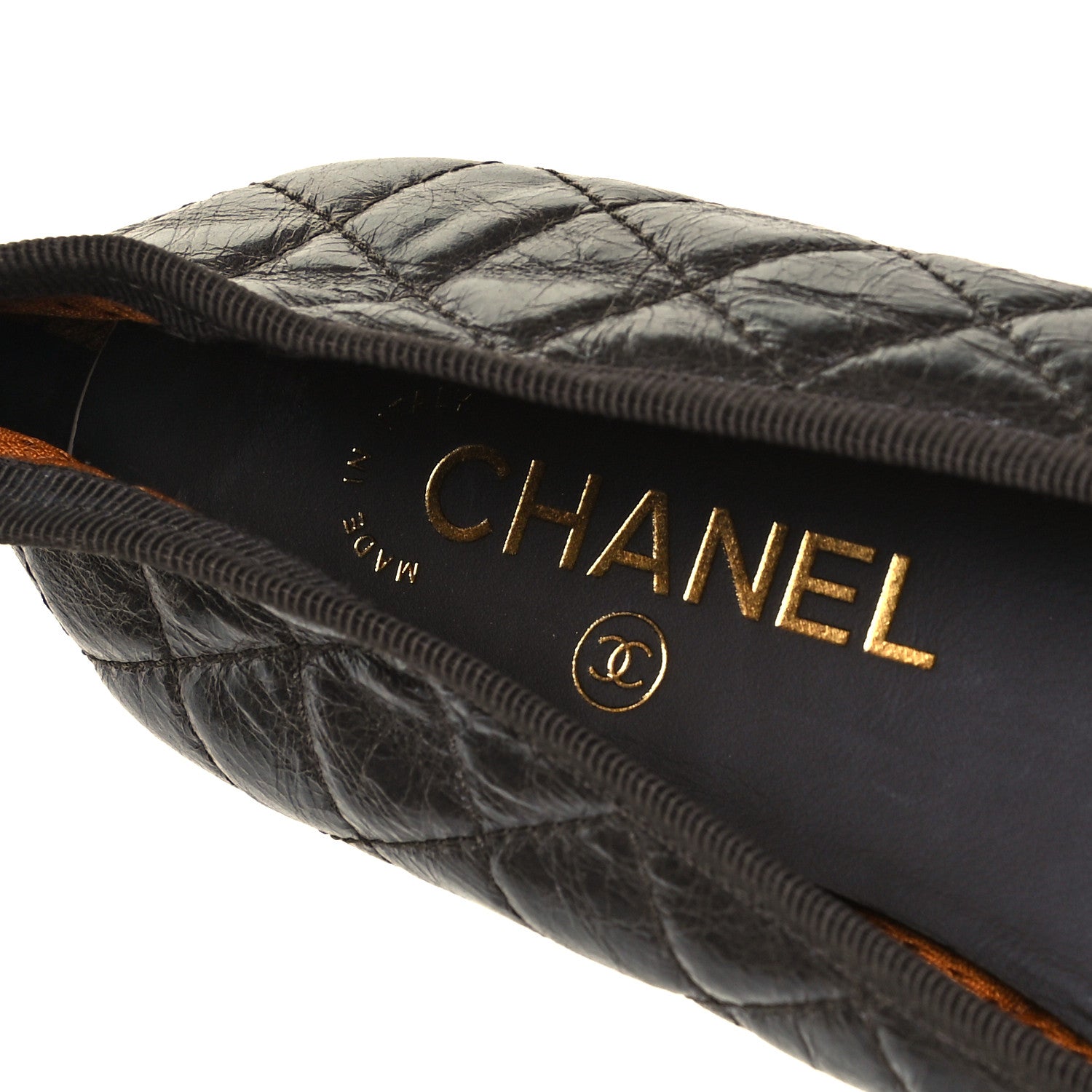 Chanel Metallic Aged Calfskin Patent Quilted CC Cap Toe Ballerina Flats 39 Dark Brown 7 of 7