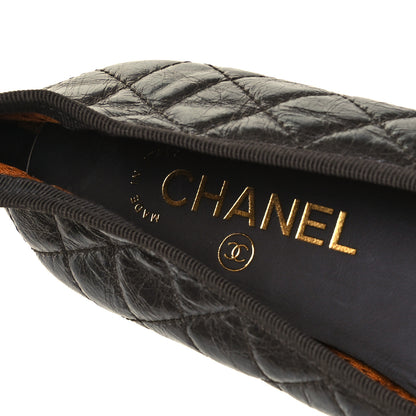 Chanel Metallic Aged Calfskin Patent Quilted CC Cap Toe Ballerina Flats 39 Dark Brown 7 of 7