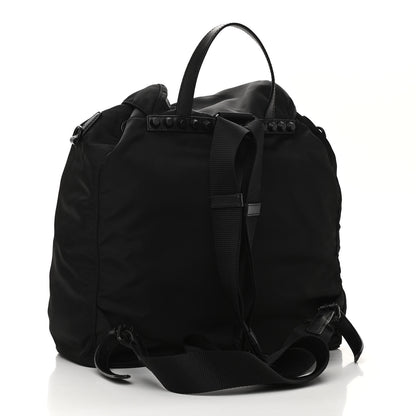 Prada Nylon New Vela Monochrome Studded Backpack Black 3 of 9