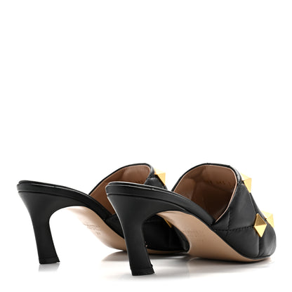 Valentino Garavani Nappa Quilted Roman Stud 65mm Slide Sandals 37 Black 10 of 24