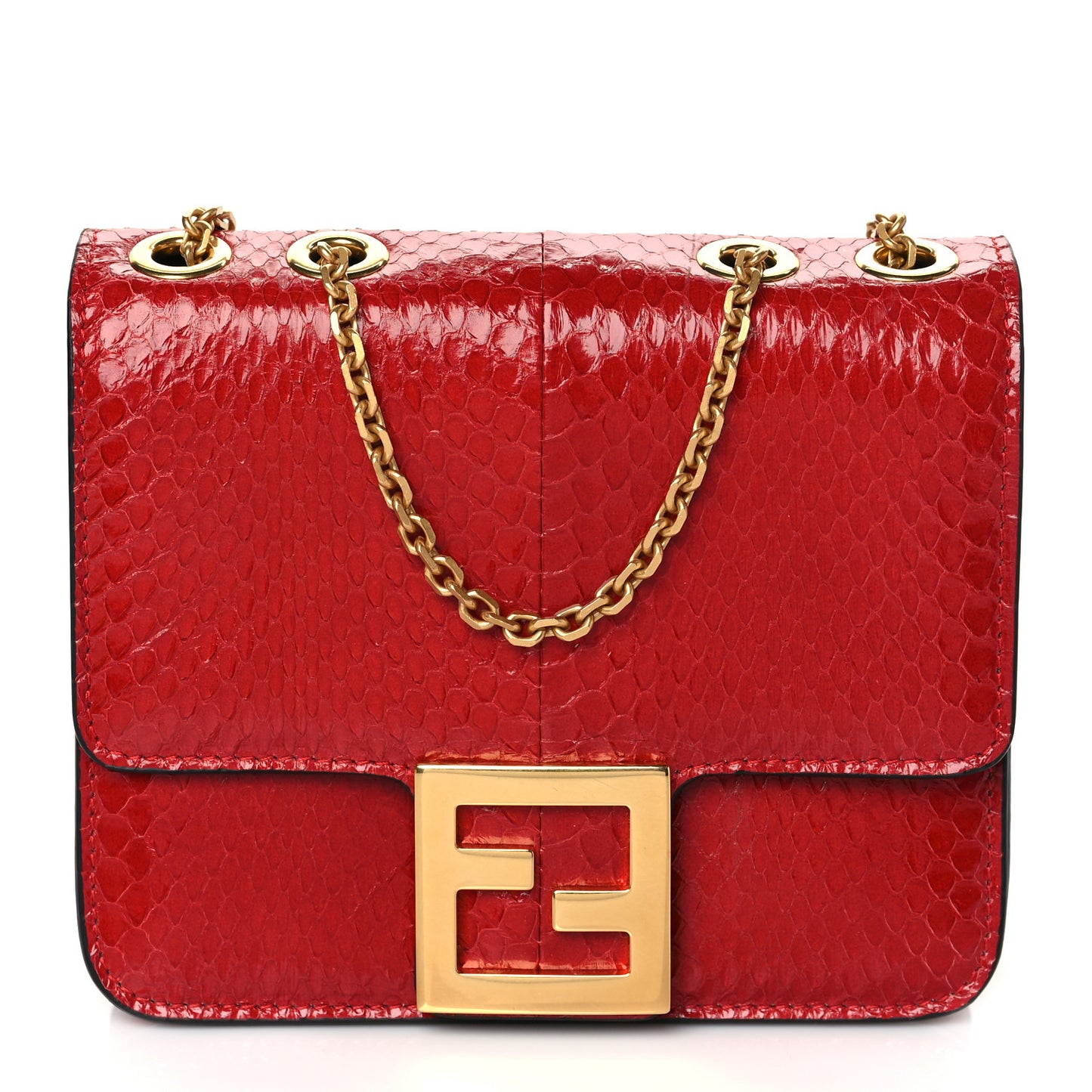 Glazed Python Crossbody Bag Red