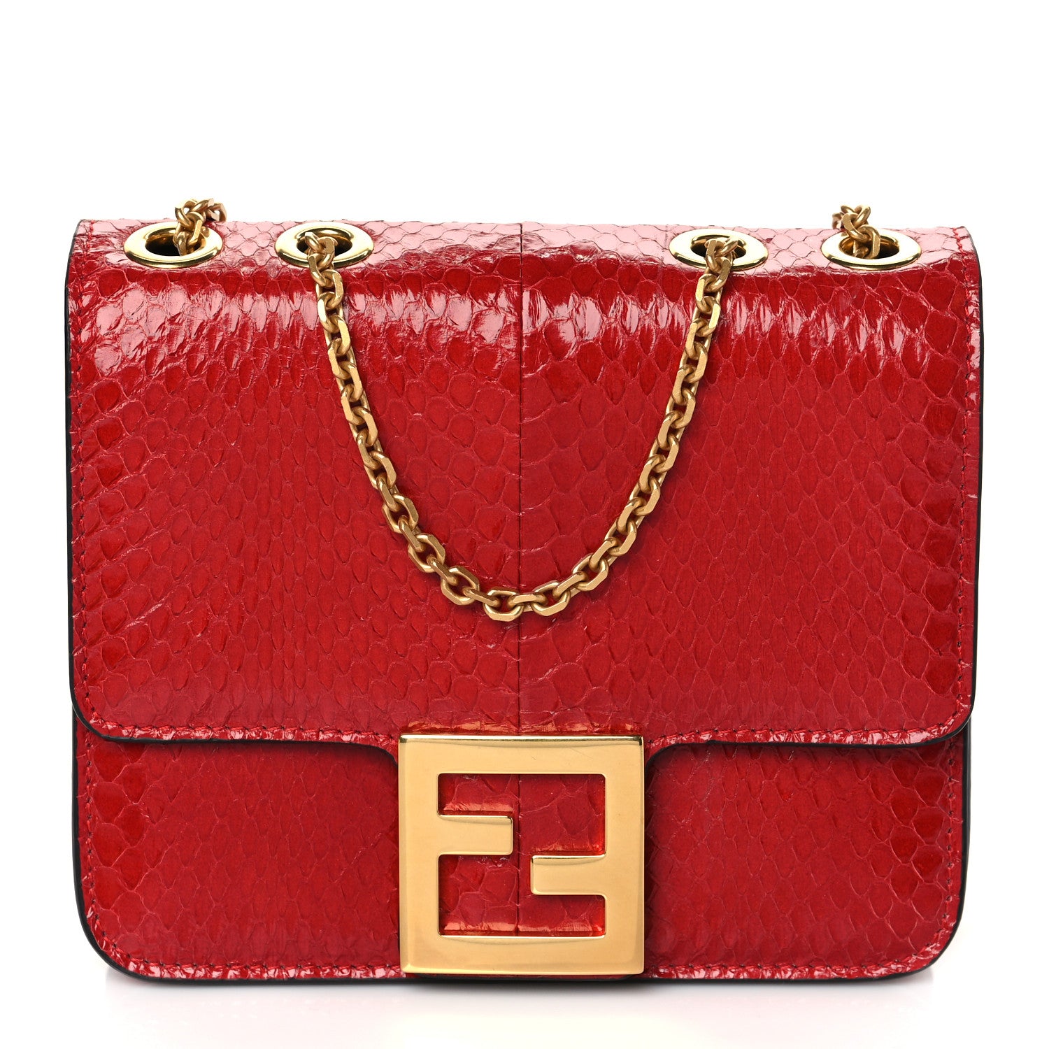 Fendi Glazed Python Crossbody Bag Red 1 of 9