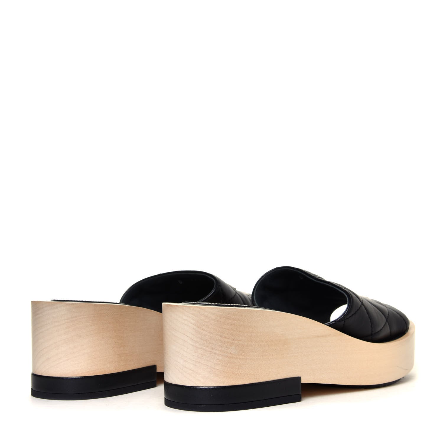 Chanel Lambskin Quilted CC Mules 37 Beige Black 5 of 12