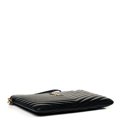 Saint Laurent Calfskin Matelasse Chevron Monogram A5 Wristlet Black 5 of 9