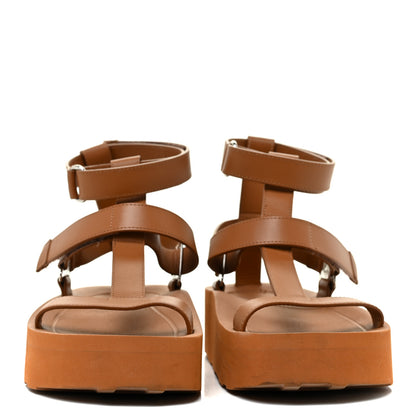 Hermes Calfskin Womens Enid Sandals 37 Gold 2 of 11