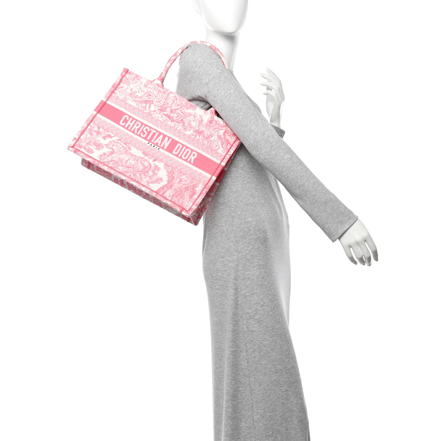 Christian Dior Canvas Embroidered Medium Dioriviera Toile De Jouy Book Tote Peony Pink 2 of 12