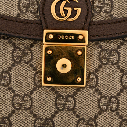Gucci GG Supreme Monogram Textured Dollar Calfskin Web Small Ophidia Padlock Top Handle Bag Beige Ebony New Acero 11 of 13