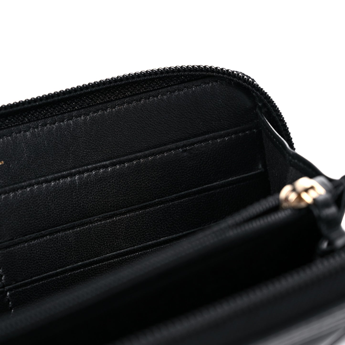 Lambskin Quilted Boy Zip Around Wallet Black