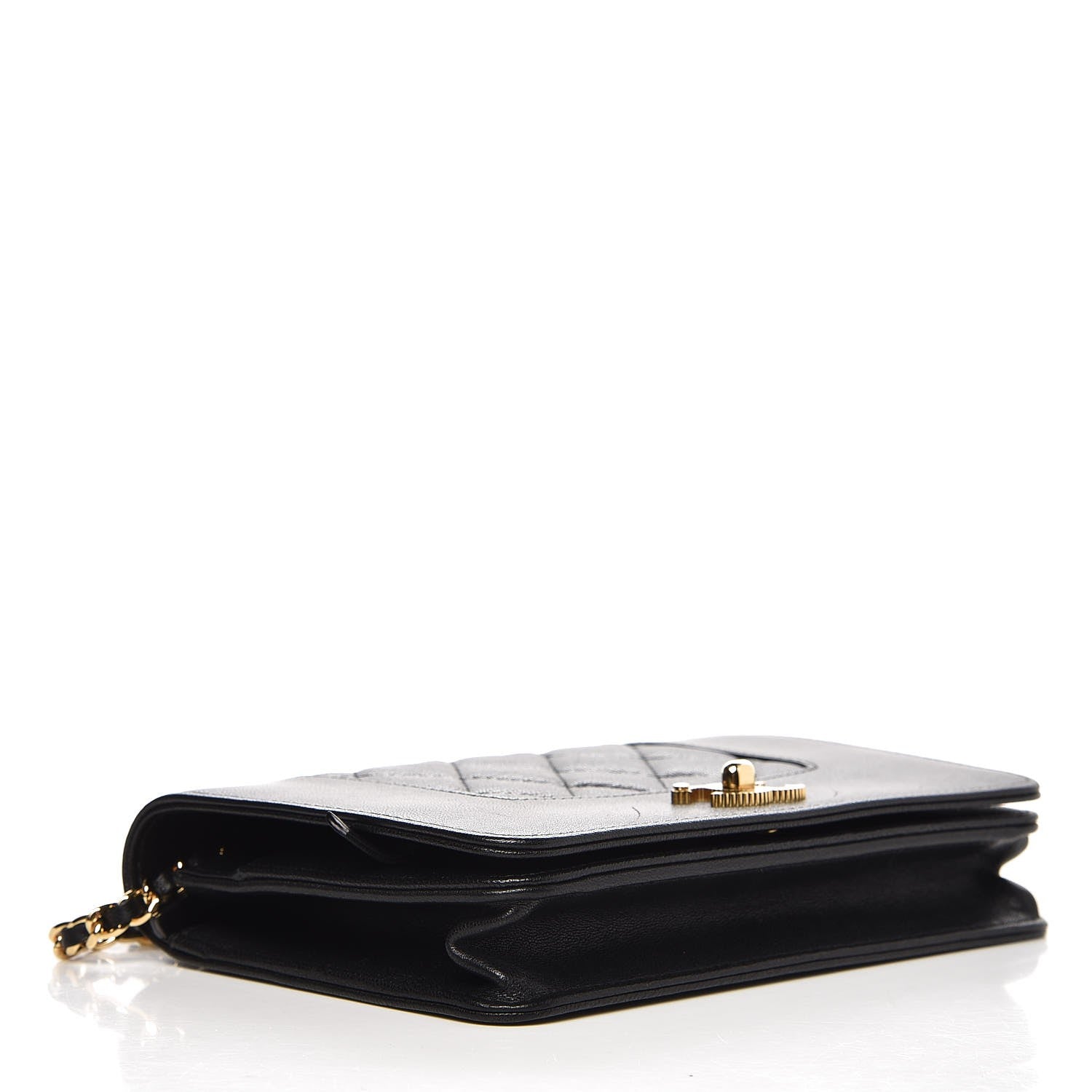 Chanel Sheepskin Quilted Mademoiselle Vintage Wallet On Chain WOC Black 4 of 10
