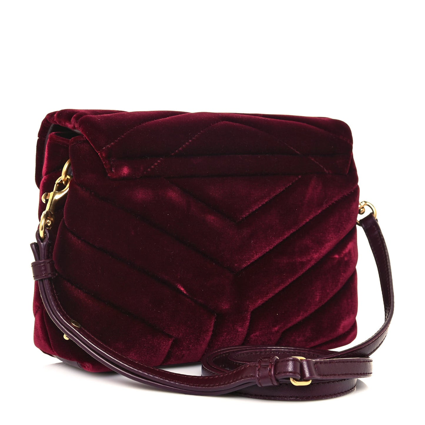 Velvet Y Quilted Monogram Toy Loulou Chain Satchel Light Burgundy