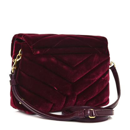 Saint Laurent Velvet Y Quilted Monogram Toy Loulou Chain Satchel Light Burgundy 2 of 11