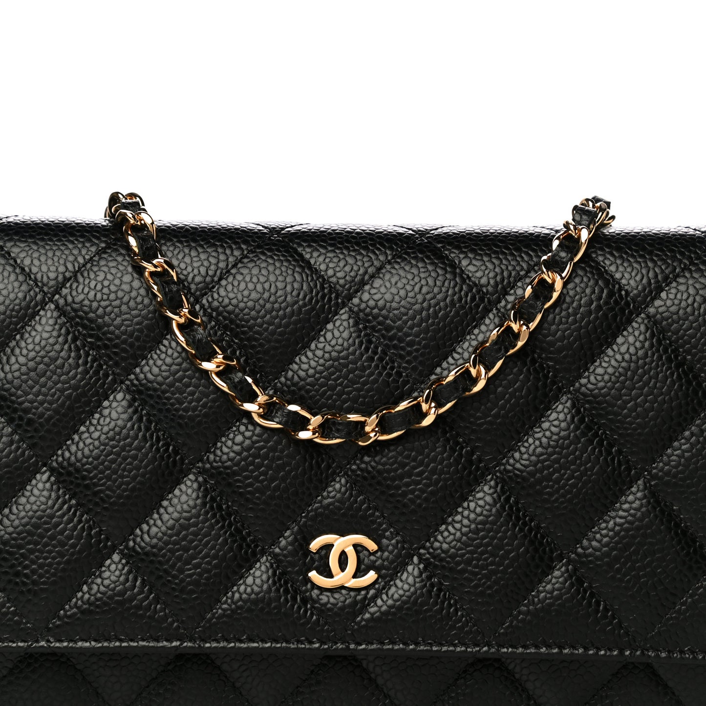 Caviar Quilted Wallet On Chain WOC Black