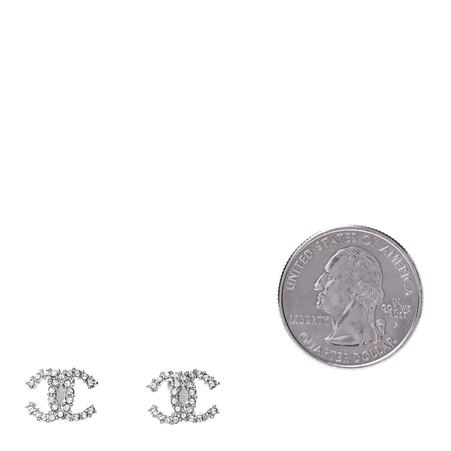 Chanel Crystal CC Earrings Silver 2 of 5