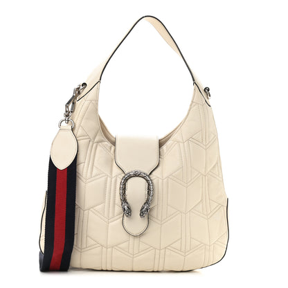 Gucci Calfskin Web Quilted Medium Dionysus Hobo White 1 of 18