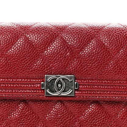 Chanel Caviar Quilted Medium Boy Flap Wallet Red 8 of 9