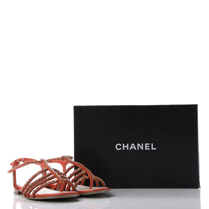 Chanel Kid Chain CC Logo Thong Sandals 39 Orange 9 of 9