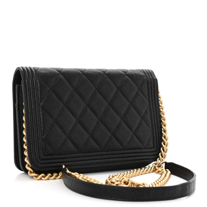 Chanel Caviar Quilted Boy Wallet On Chain WOC Black 3 of 14