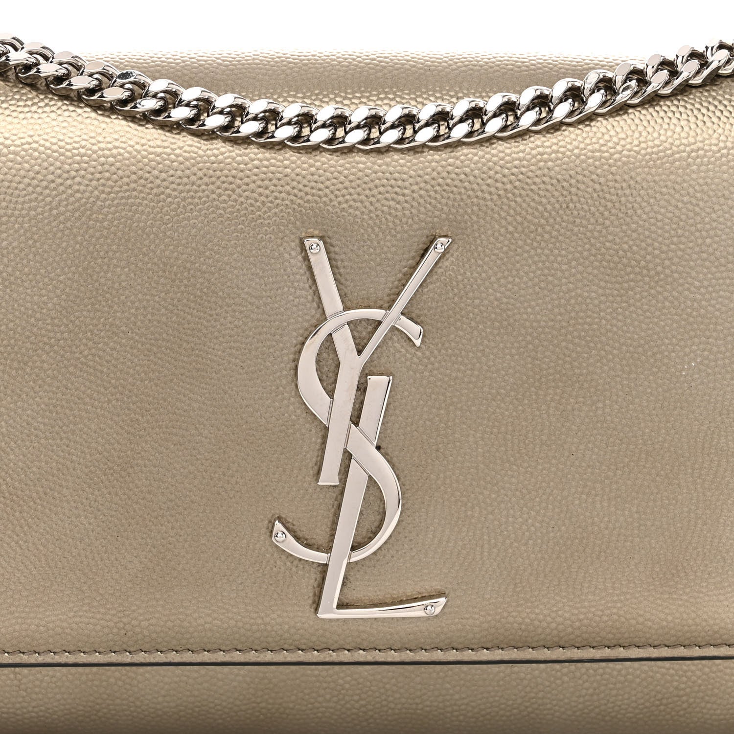 Saint Laurent Grain De Poudre Small Monogram Kate Satchel Gold 7 of 10