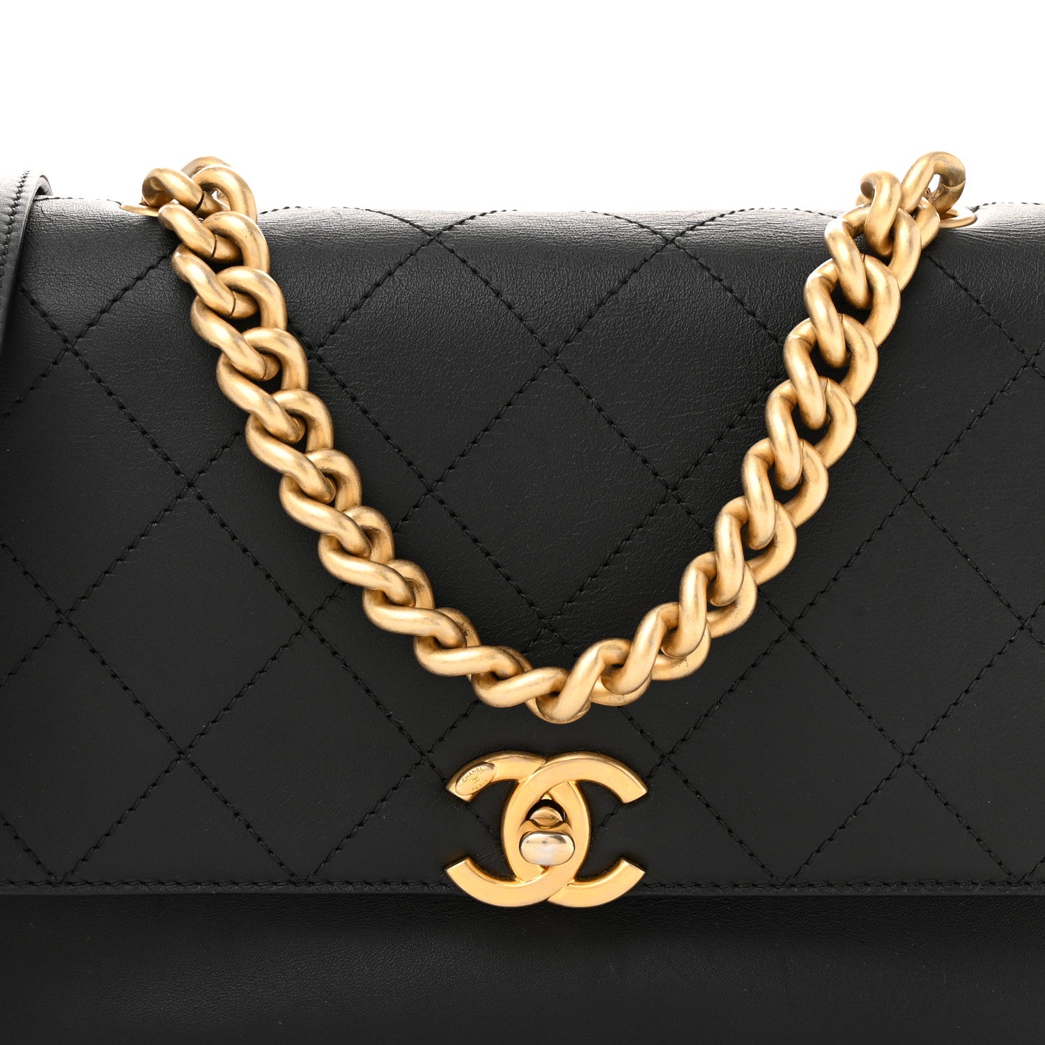 Chanel Calfskin Stitched Flap Black 8 of 15