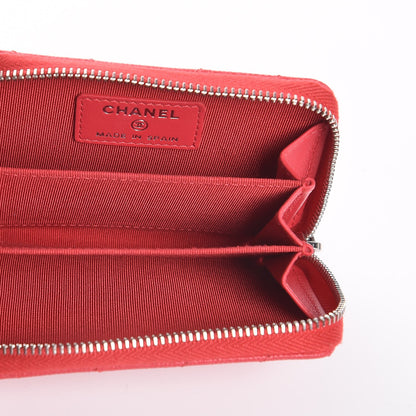 Chanel Caviar Chevron Quilted Zip Coin Purse Light Red 5 of 7