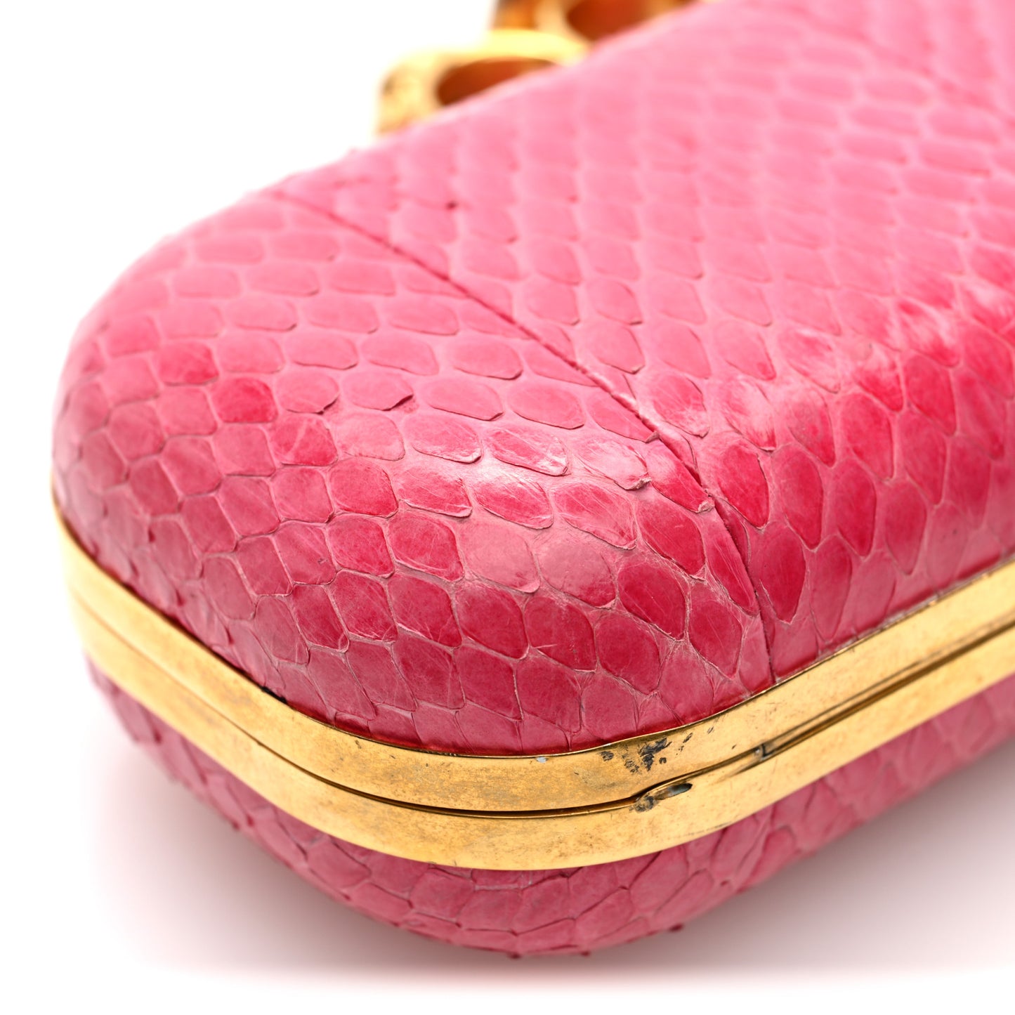 Snakeskin Knuckle Box Clutch Pink