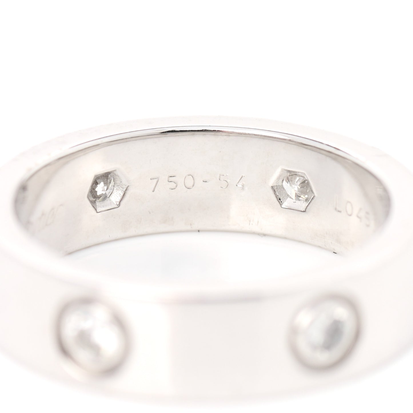 18K White Gold 6 Diamond 5.5mm LOVE Ring 54 7