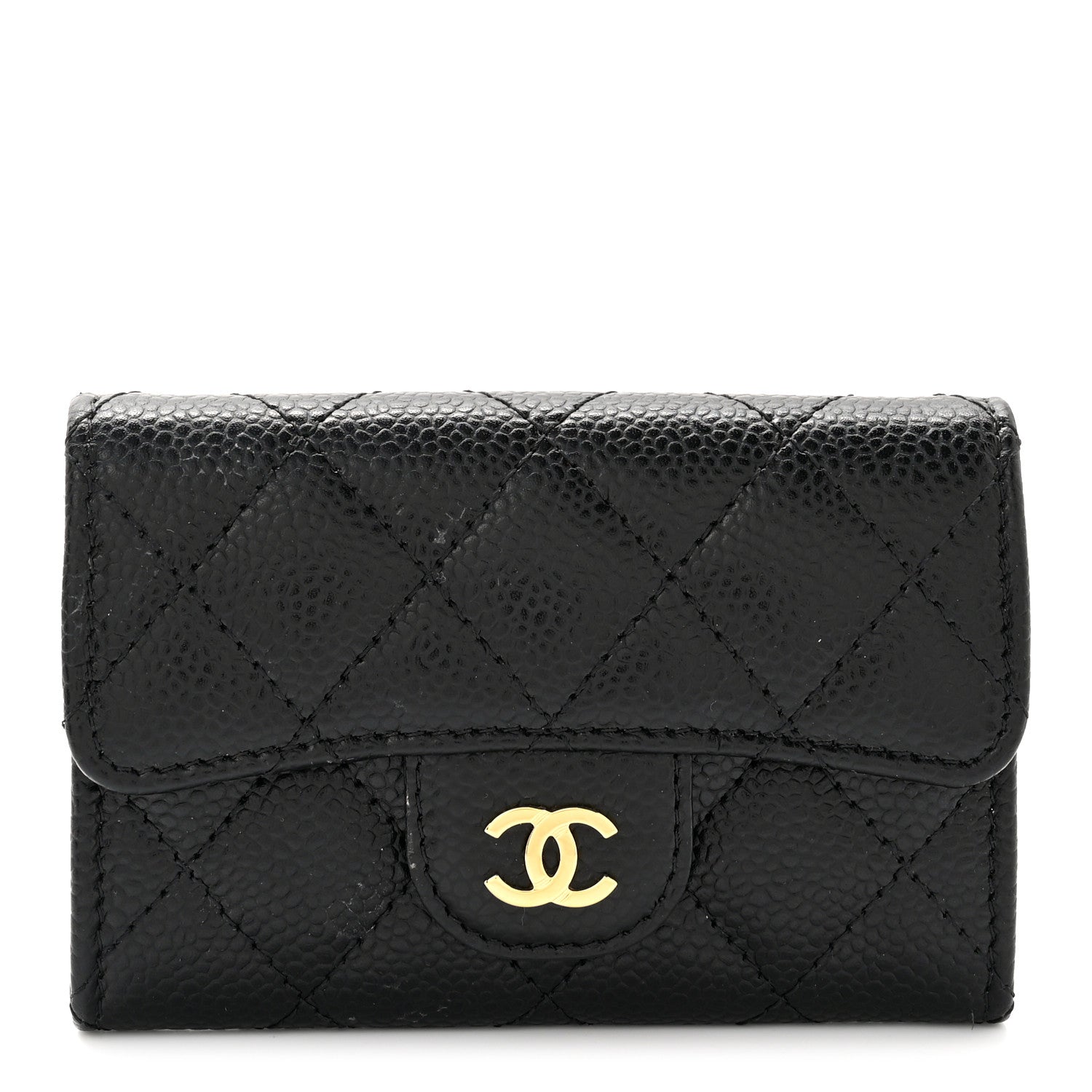 Chanel Caviar Quilted Flap Card Holder Wallet Black 1 of 8
