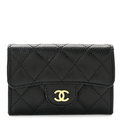 Chanel Caviar Quilted Flap Card Holder Wallet Black 1 of 8