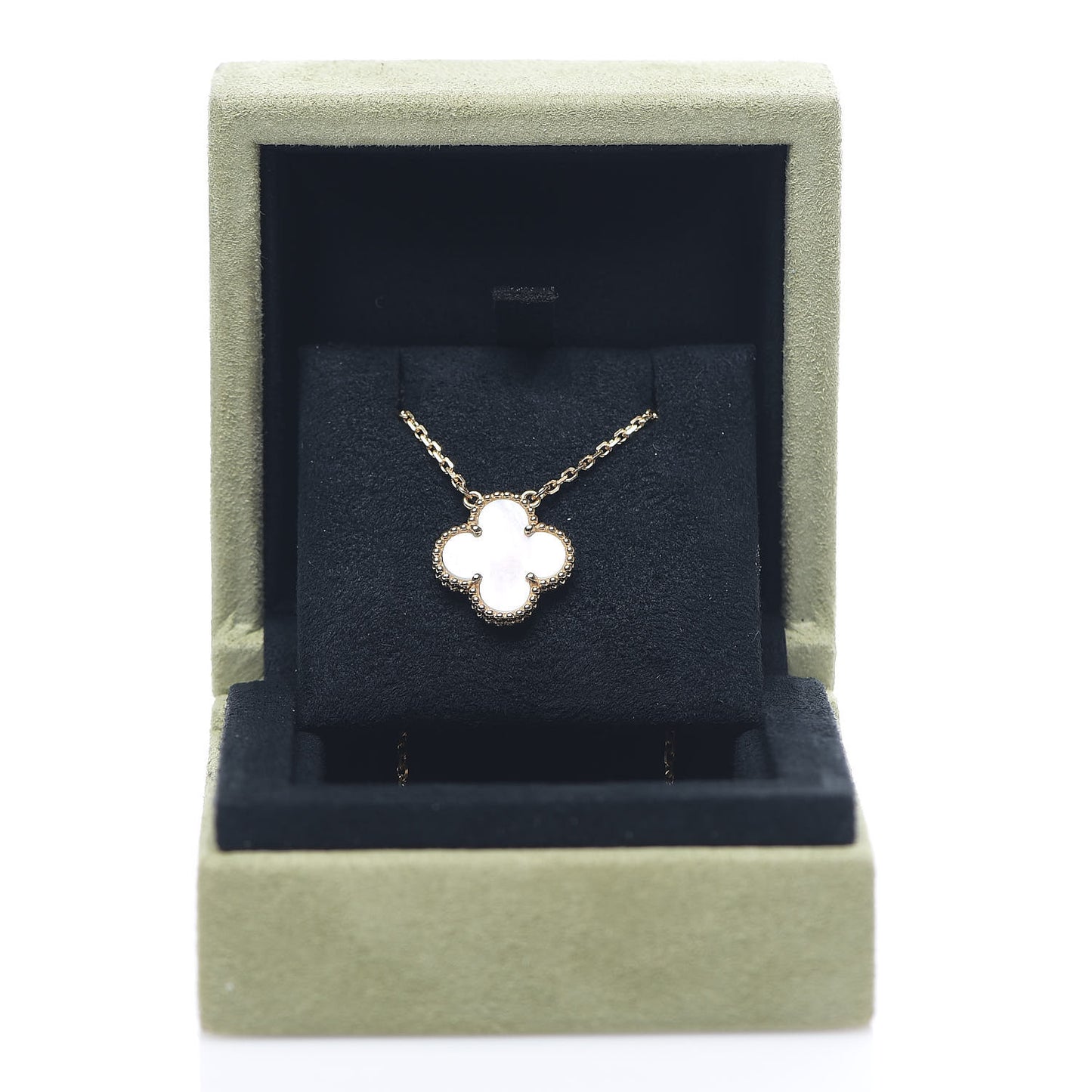 18K Yellow Gold Mother of Pearl Vintage Alhambra Pendant Necklace