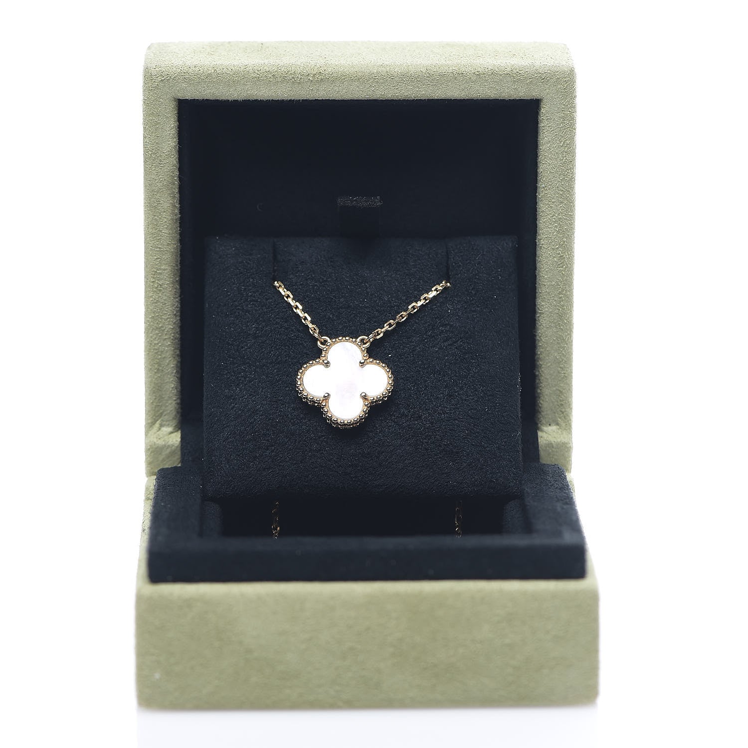 Van Cleef & Arpels 18K Yellow Gold Mother of Pearl Vintage Alhambra Pendant Necklace 7 of 7