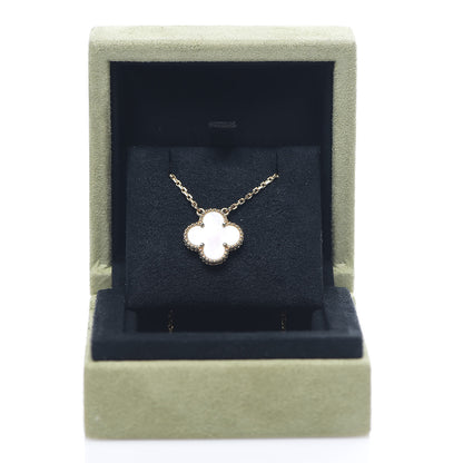Van Cleef & Arpels 18K Yellow Gold Mother of Pearl Vintage Alhambra Pendant Necklace 7 of 7