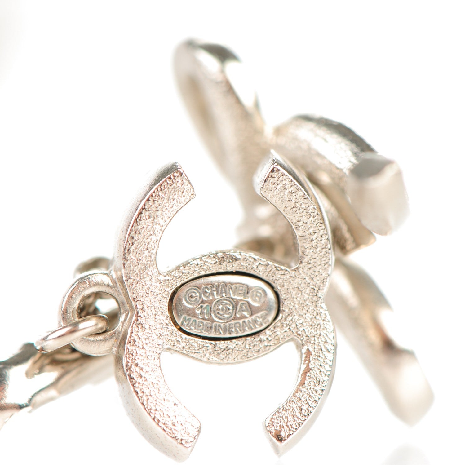 Chanel Crystal CC Bow Earrings Silver 4 of 4