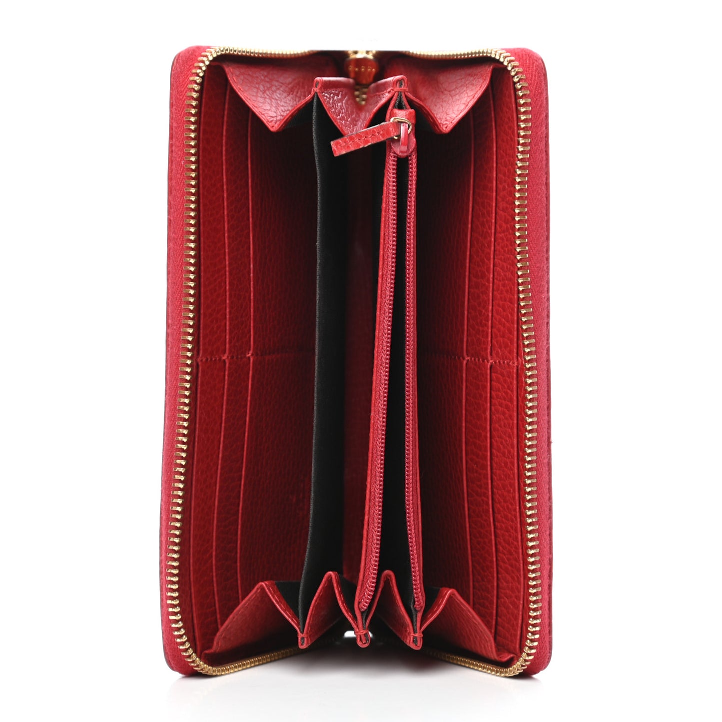 Dollar Calfskin GG Marmont Zip Around Wallet Hibiscus Red
