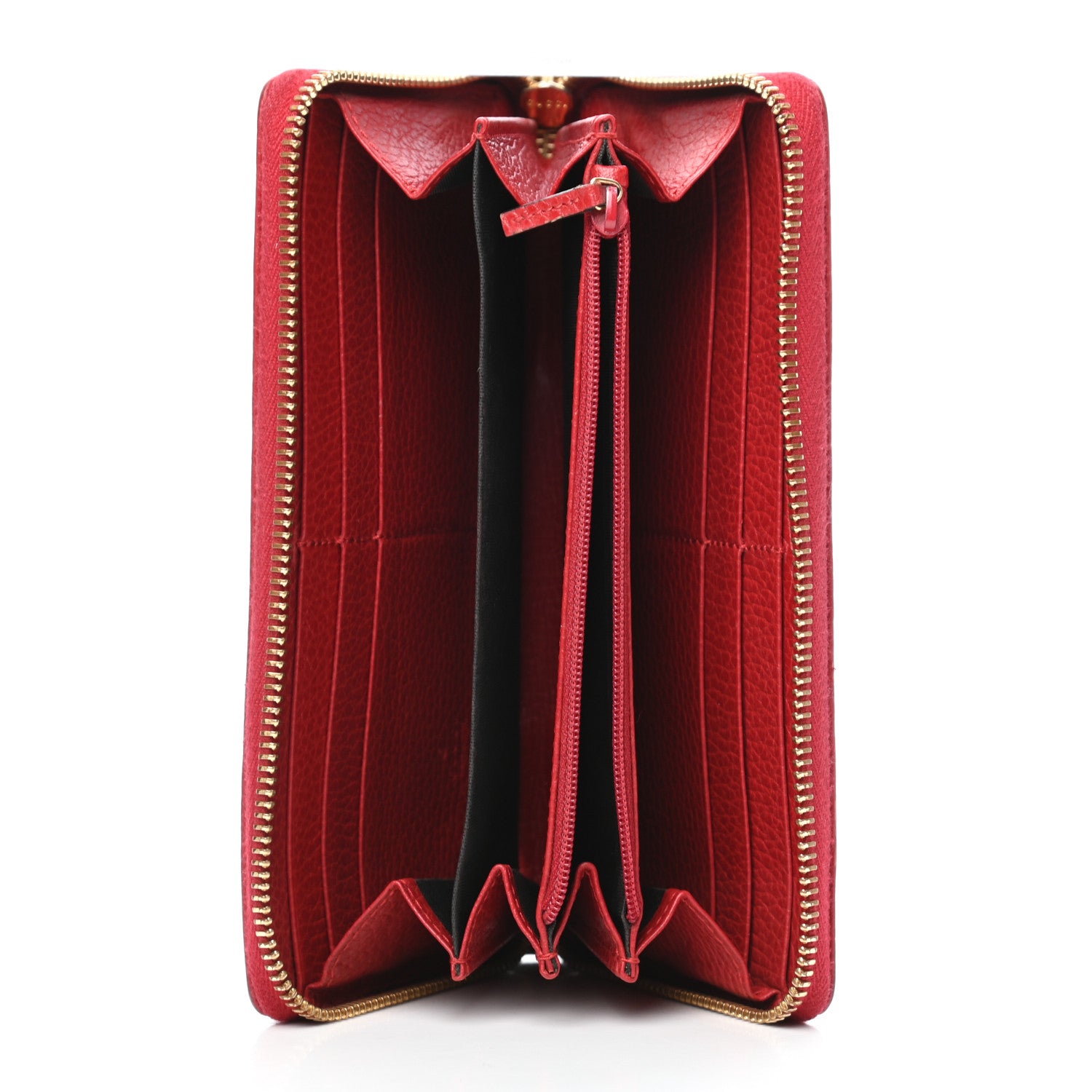 Gucci Dollar Calfskin GG Marmont Zip Around Wallet Hibiscus Red 5 of 5