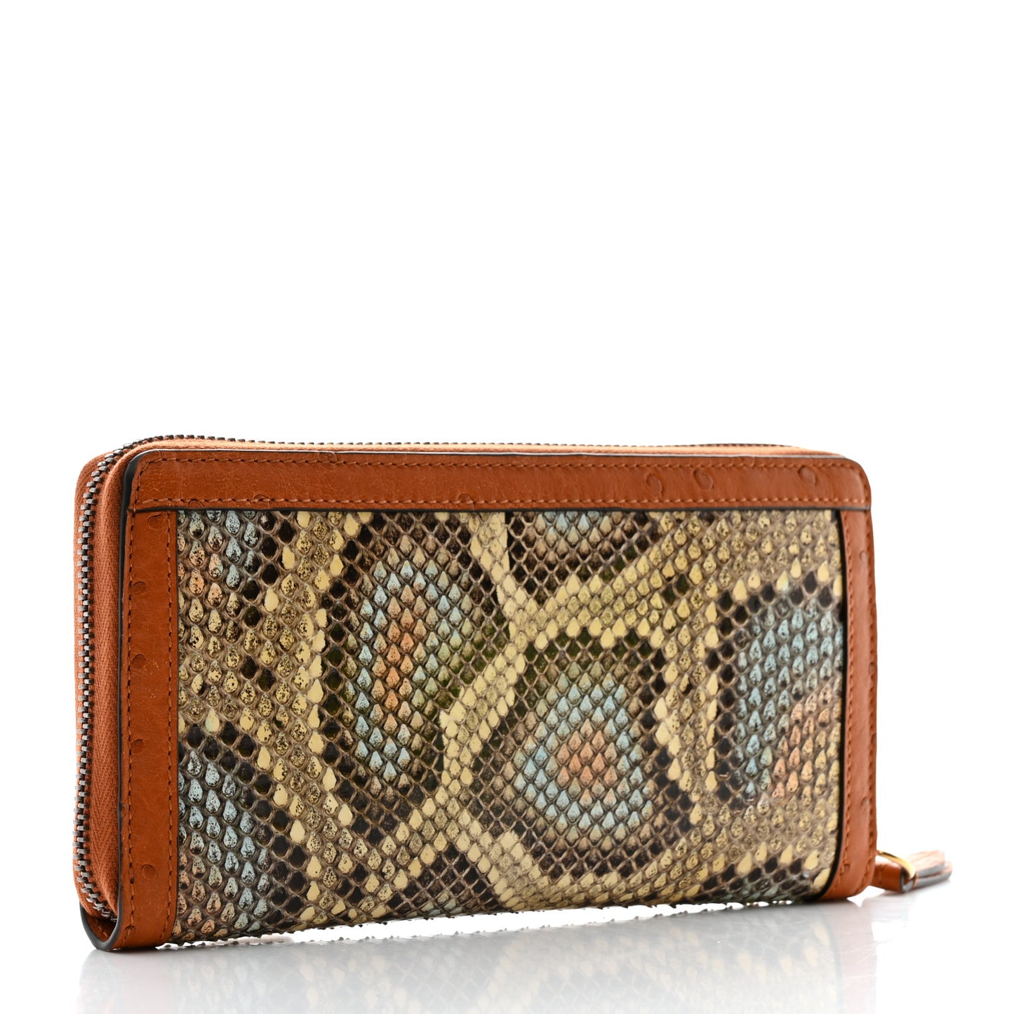 Snakeskin Ostrich Diana Continental Wallet Butter Ivory Paradise Cloud Natural Gold